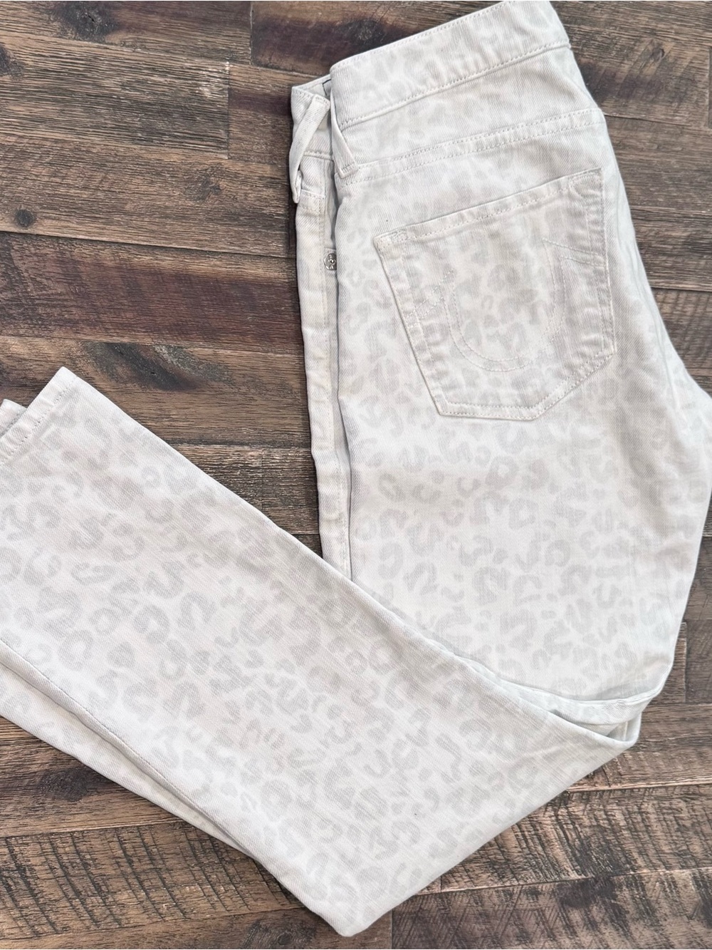 True Religion Women's Pale Leopard Skinny Jeans - White